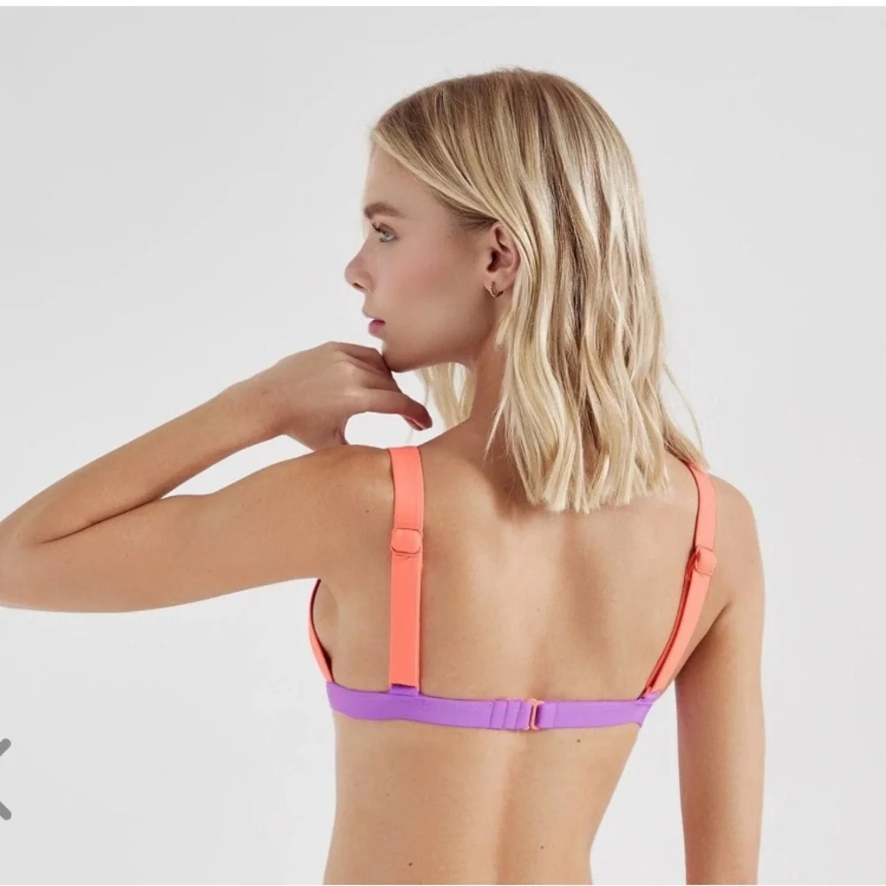 OneOne Swim Kameron Top Creta Pink and Purple Bikini with Triangle Design - Picture 2 of 4